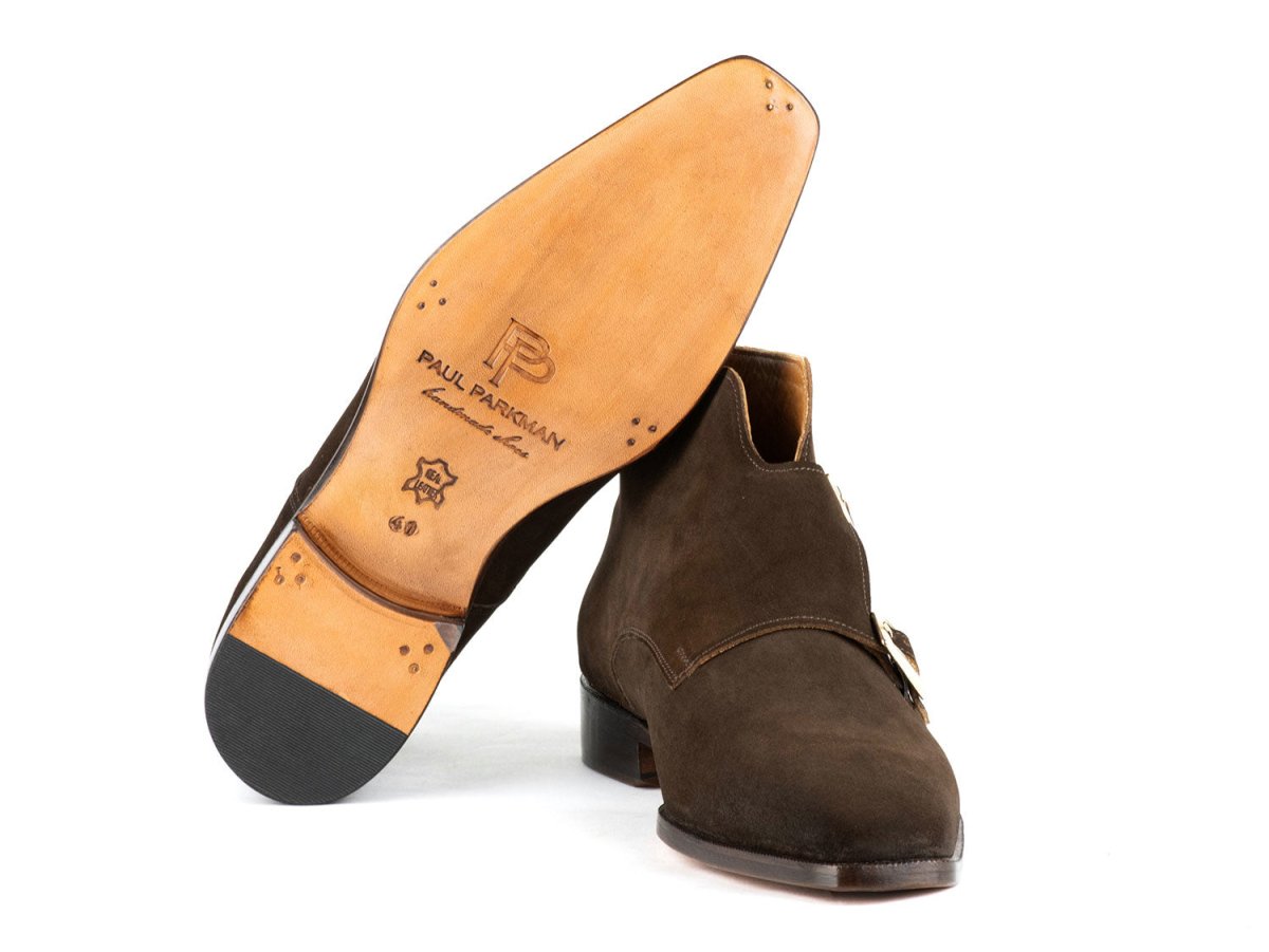 Paul Parkman Double Monkstrap Ankle Boots Brown Suede (ID8154 SDB)