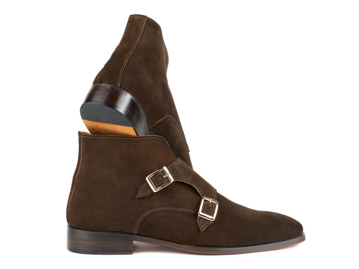 Paul Parkman Double Monkstrap Ankle Boots Brown Suede (ID8154 SDB)