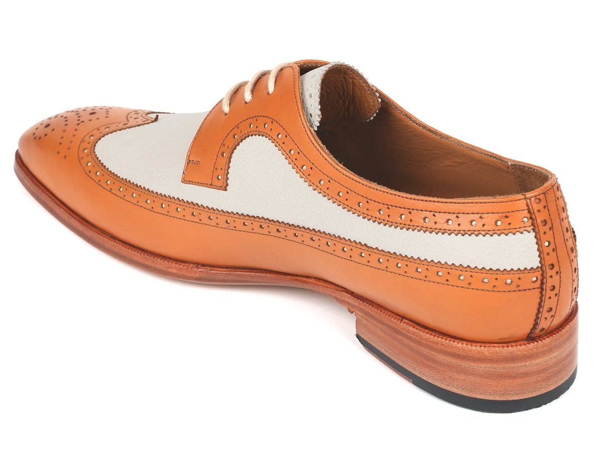 Paul Parkman Dual Tone Wingtip Derby Shoes Cognac and Cream (ID924CC55)
