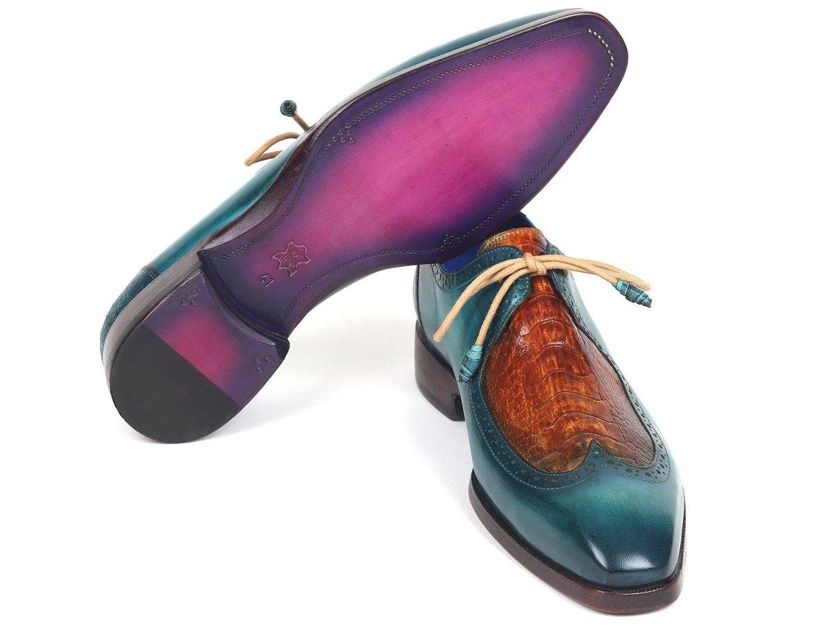 Paul Parkman Genuine Ostrich Leg and Calfskin Derby Shoes (ID788GY74)