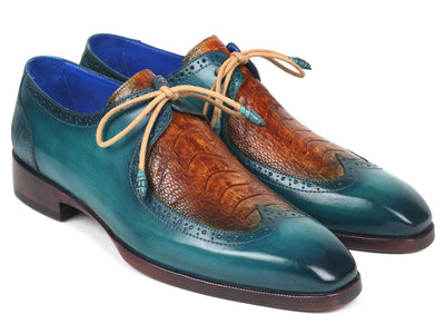 Paul Parkman Genuine Ostrich Leg and Calfskin Derby Shoes (ID788GY74)
