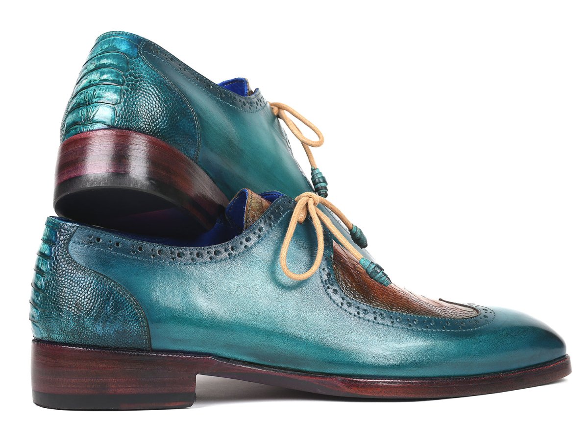 Paul Parkman Genuine Ostrich Leg and Calfskin Derby Shoes (ID788GY74)