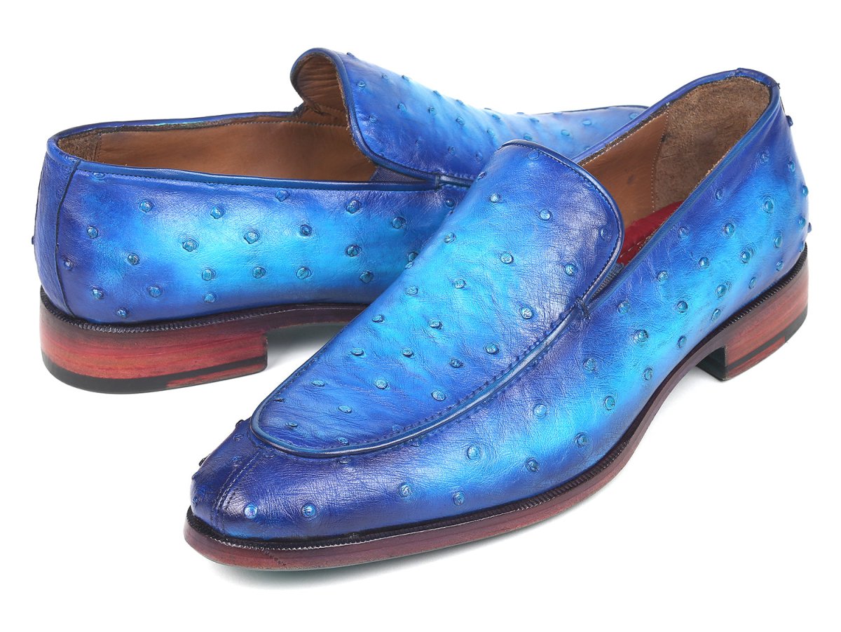 Paul Parkman Genuine Ostrich Loafers Ocean Blue (ID73954 BLU)