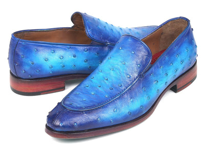 Paul Parkman Genuine Ostrich Loafers Ocean Blue (ID73954 BLU)