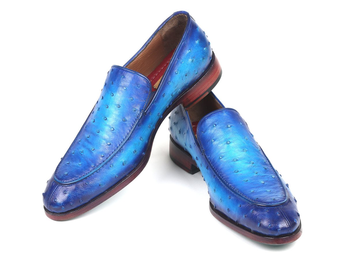 Paul Parkman Genuine Ostrich Loafers Ocean Blue (ID73954 BLU)