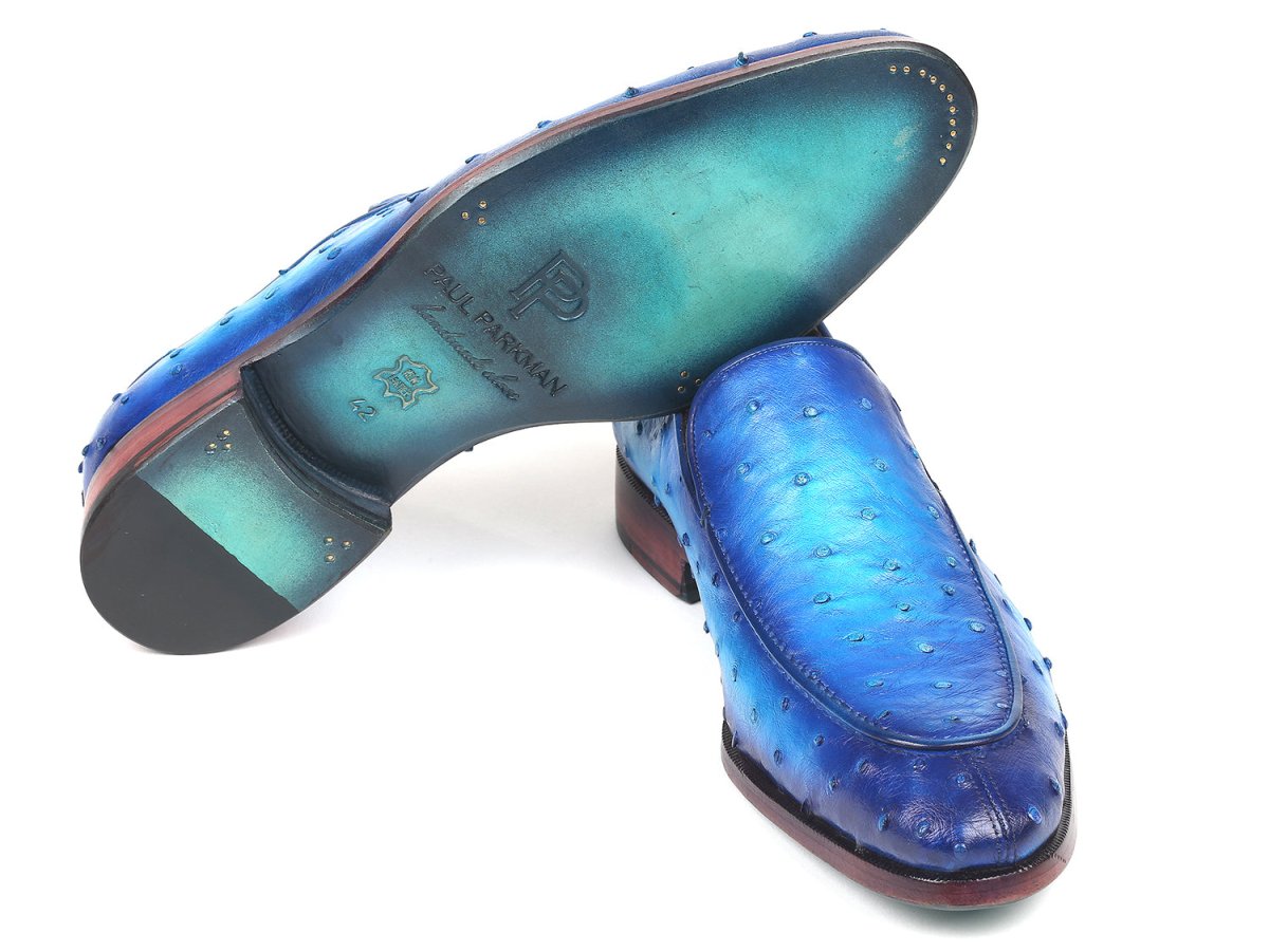Paul Parkman Genuine Ostrich Loafers Ocean Blue (ID73954 BLU)