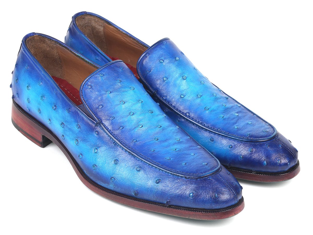 Paul Parkman Genuine Ostrich Loafers Ocean Blue (ID73954 BLU)
