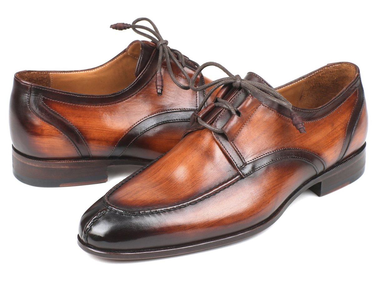 Paul Parkman Ghillie Lacing Brown Burnished Dress Shoes (IDGU567BRW)