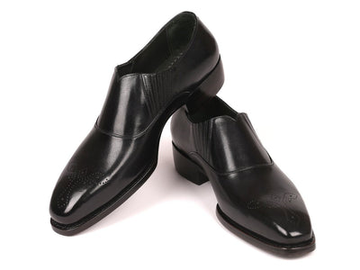 Paul Parkman Goodyear Welted Black Elasticated Loafers (IDGH861TR)