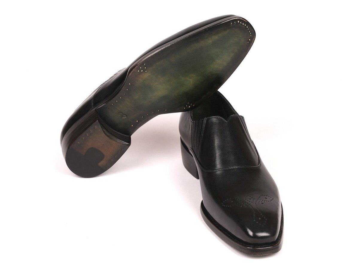 Paul Parkman Goodyear Welted Black Elasticated Loafers (IDGH861TR)