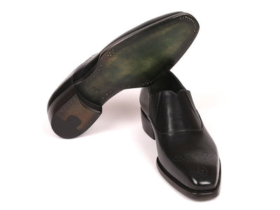 Paul Parkman Goodyear Welted Black Elasticated Loafers (IDGH861TR)