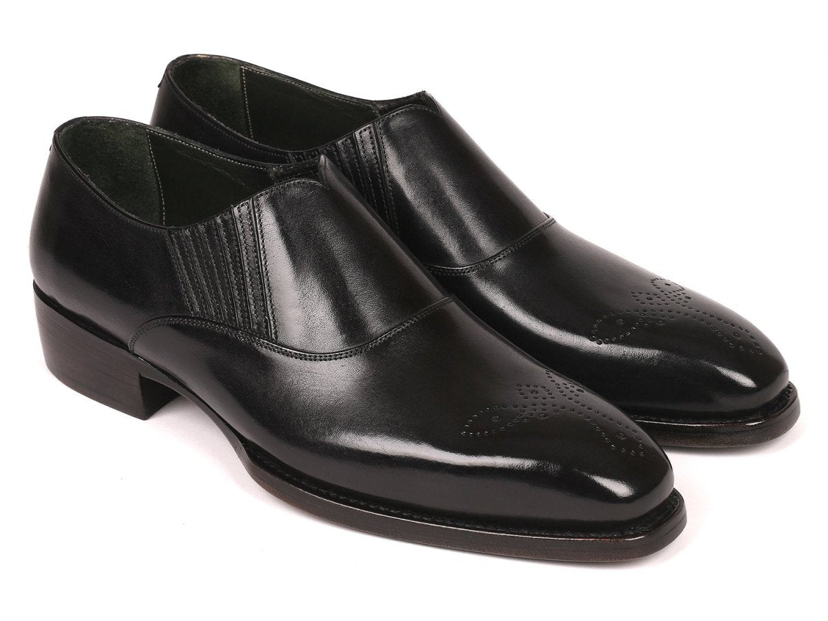 Paul Parkman Goodyear Welted Black Elasticated Loafers (IDGH861TR)