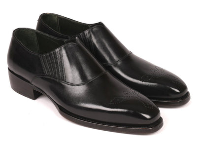 Paul Parkman Goodyear Welted Black Elasticated Loafers (IDGH861TR)