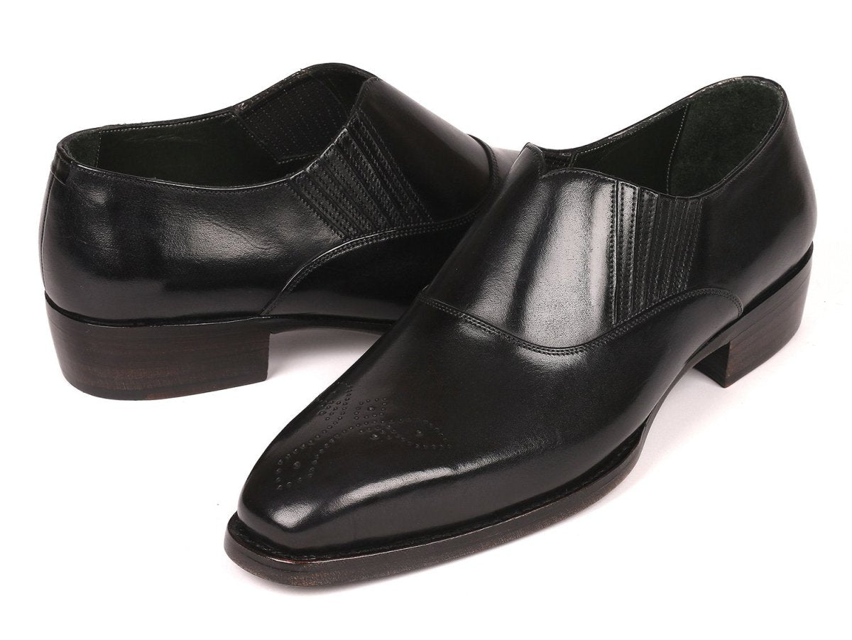 Paul Parkman Goodyear Welted Black Elasticated Loafers (IDGH861TR)