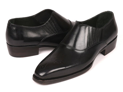 Paul Parkman Goodyear Welted Black Elasticated Loafers (IDGH861TR)