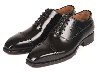 Paul Parkman Goodyear Welted Cap Toe Oxfords Black Polished Leather (ID056BLK84)