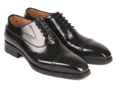 Paul Parkman Goodyear Welted Cap Toe Oxfords Black Polished Leather (ID056BLK84)