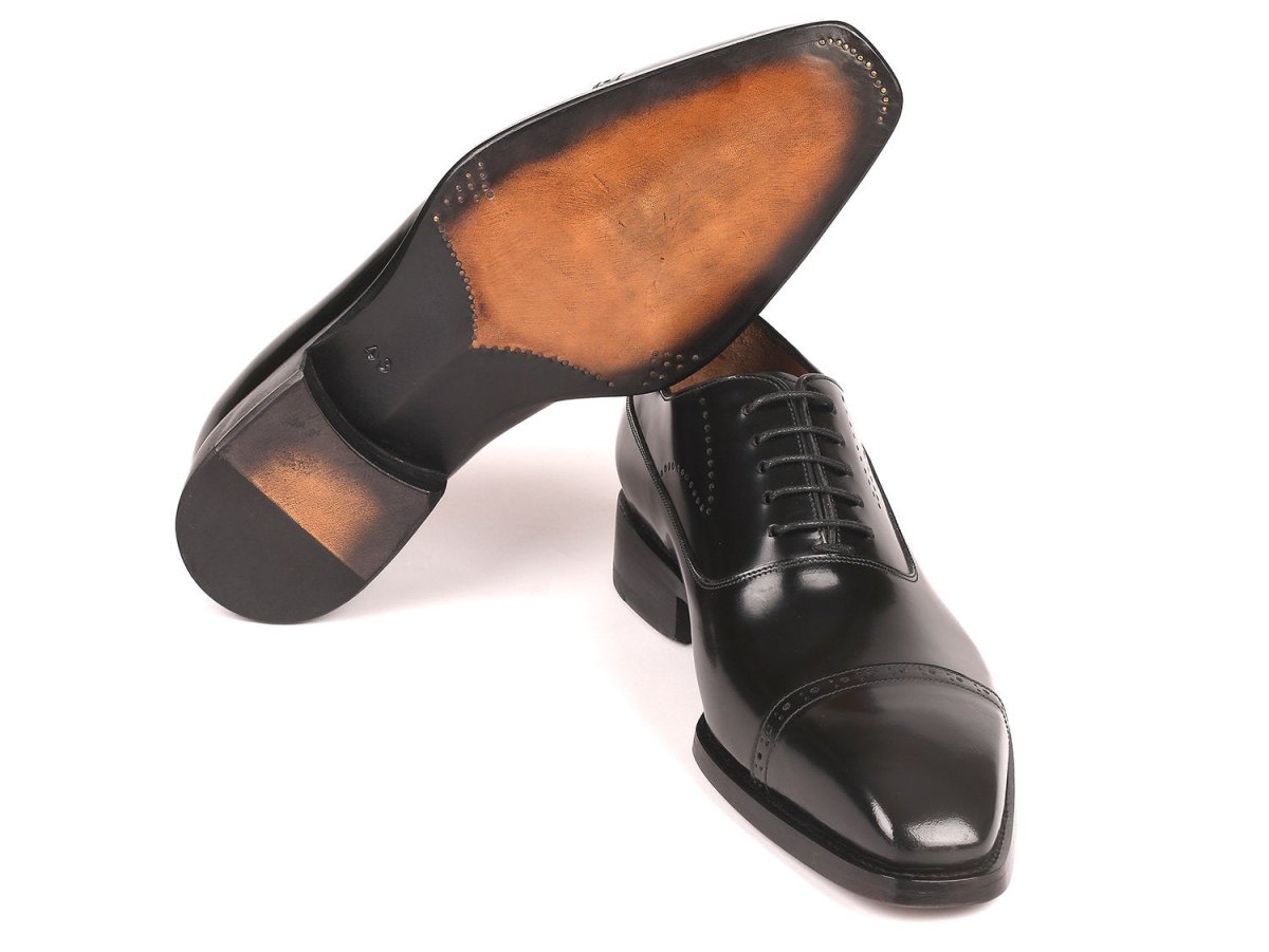 Paul Parkman Goodyear Welted Cap Toe Oxfords Black Polished Leather (ID056BLK84)