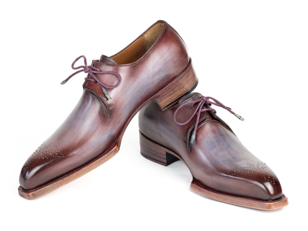 Paul Parkman Goodyear Welted Derby Shoes Ice Blue and Bordeaux (ID468G61)