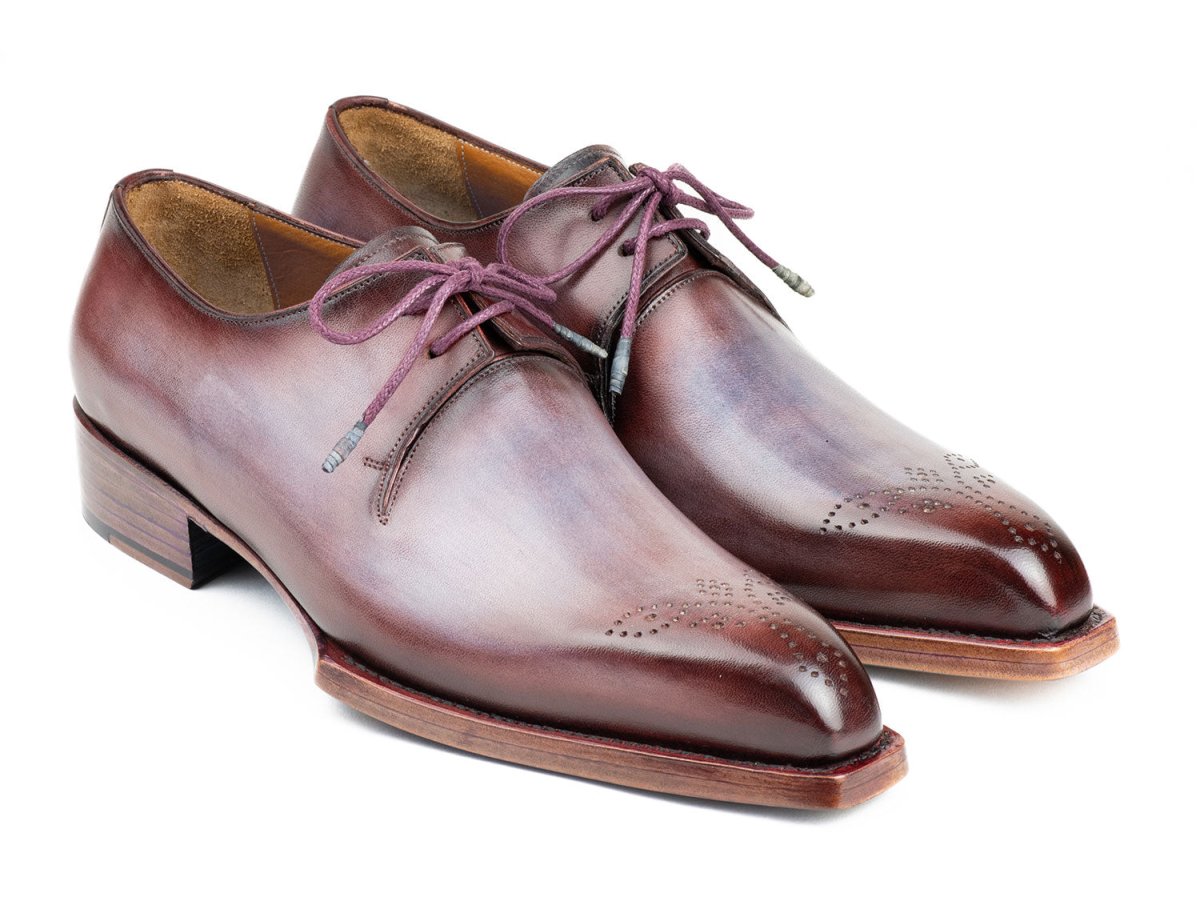 Paul Parkman Goodyear Welted Derby Shoes Ice Blue and Bordeaux (ID468G61)