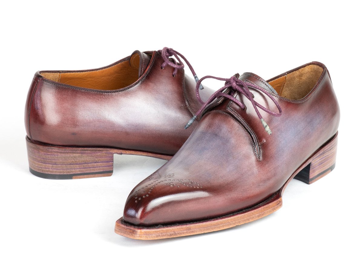 Paul Parkman Goodyear Welted Derby Shoes Ice Blue and Bordeaux (ID468G61)