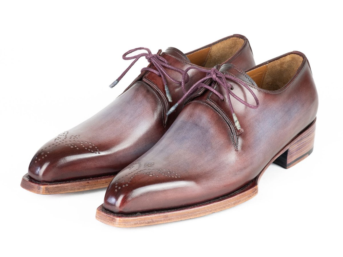 Paul Parkman Goodyear Welted Derby Shoes Ice Blue and Bordeaux (ID468G61)