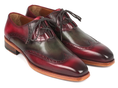 Paul Parkman Goodyear Welted Ghillie Lacing Brogues Green and Bordeaux (ID2955 GRB)