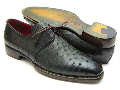 Paul Parkman Goodyear Welted Green Genuine Ostrich Derby Shoes (ID31VL74)
