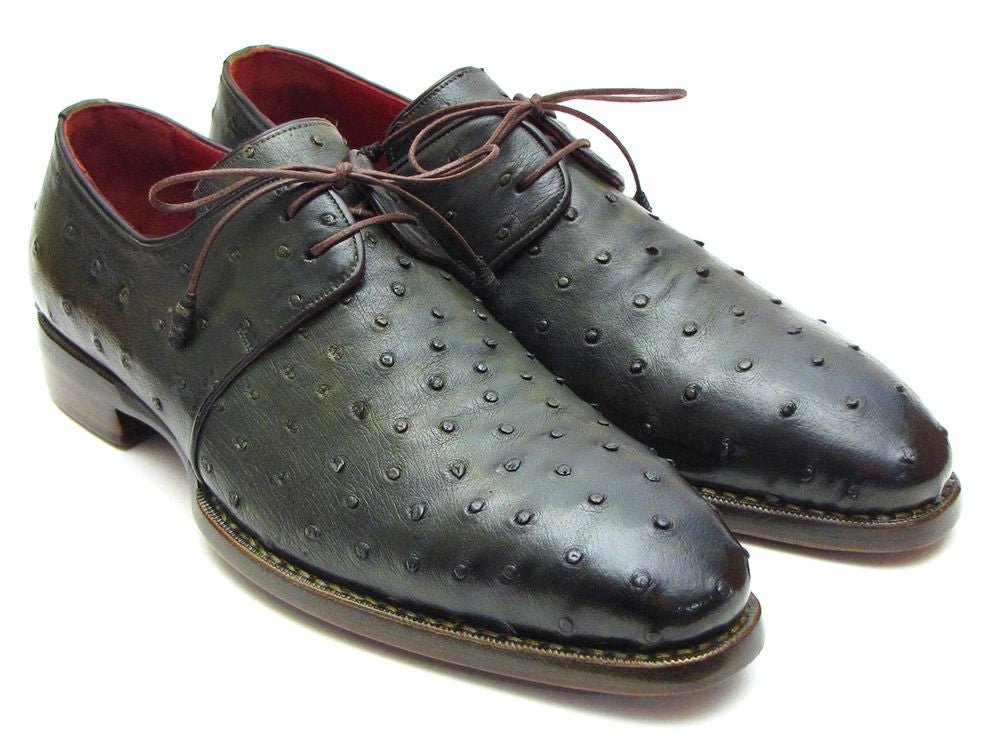 Paul Parkman Goodyear Welted Green Genuine Ostrich Derby Shoes (ID31VL74)