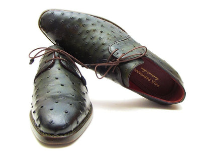 Paul Parkman Goodyear Welted Green Genuine Ostrich Derby Shoes (ID31VL74)