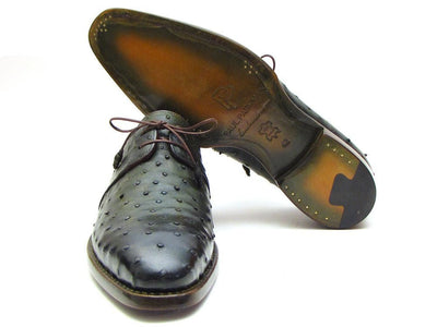 Paul Parkman Goodyear Welted Green Genuine Ostrich Derby Shoes (ID31VL74)