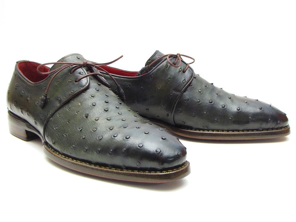 Paul Parkman Goodyear Welted Green Genuine Ostrich Derby Shoes (ID31VL74)