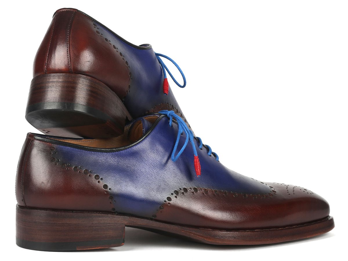 Paul Parkman Goodyear Welted Men's Brown and Blue Oxford Shoes (ID081 B35)