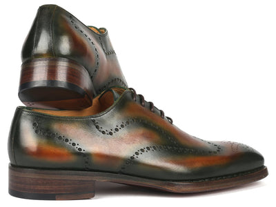 Paul Parkman Goodyear Welted Men's Brown and Green Oxford Shoes (ID081 036)