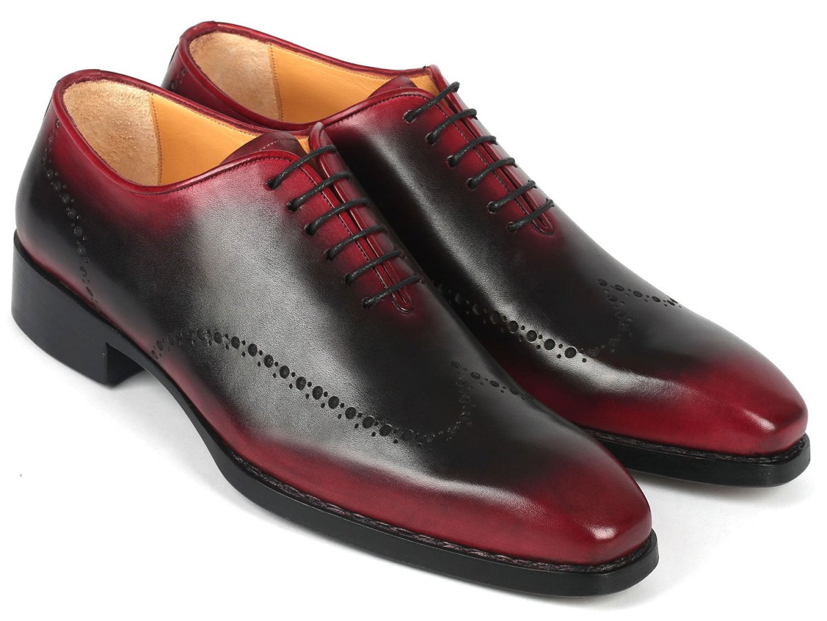 Paul Parkman Goodyear Welted Men's Red and Black Oxford Shoes (ID081 B51)