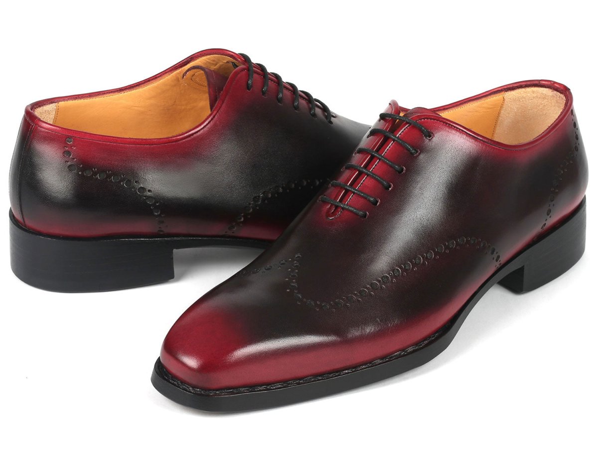 Paul Parkman Goodyear Welted Men's Red and Black Oxford Shoes (ID081 B51)