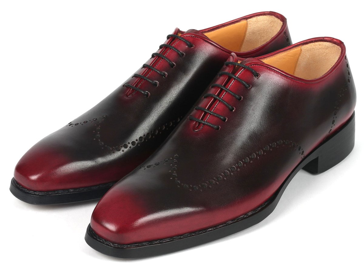 Paul Parkman Goodyear Welted Men's Red and Black Oxford Shoes (ID081 B51)