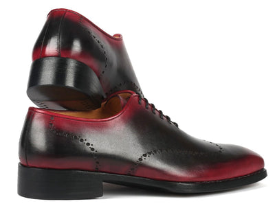 Paul Parkman Goodyear Welted Men's Red and Black Oxford Shoes (ID081 B51)