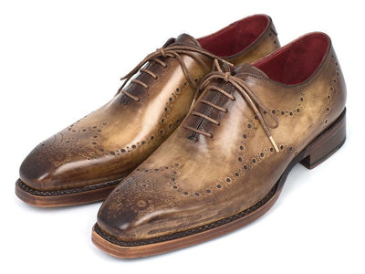 Paul Parkman Goodyear Welted Men's Wingtip Oxfords Antique Olive (ID87OLV54)