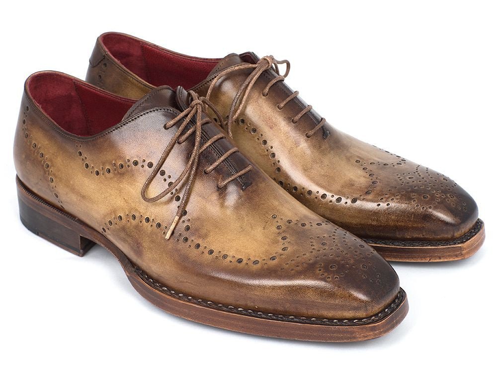 Paul Parkman Goodyear Welted Men's Wingtip Oxfords Antique Olive (ID87OLV54)