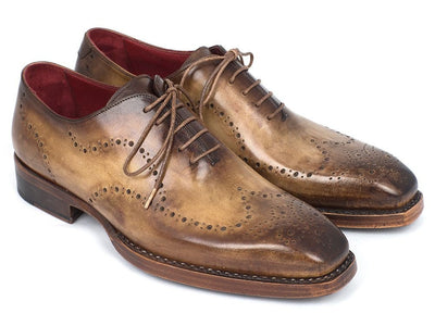 Paul Parkman Goodyear Welted Men's Wingtip Oxfords Antique Olive (ID87OLV54)