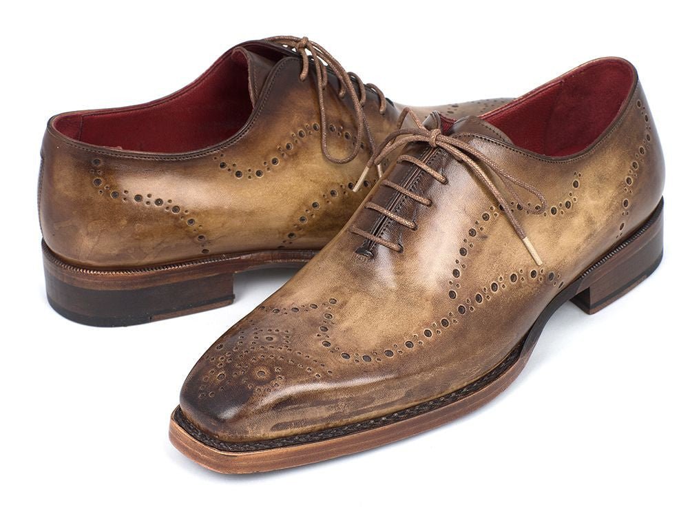 Paul Parkman Goodyear Welted Men's Wingtip Oxfords Antique Olive (ID87OLV54)