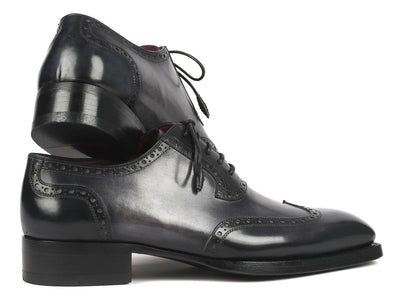 Paul Parkman Goodyear Welted Men's Wingtip Oxfords Black and Gray (ID6819 GRY)