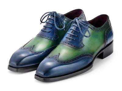 Paul Parkman Goodyear Welted Men's Wingtip Oxfords Blue and Green (ID6819 BRN)
