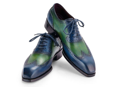 Paul Parkman Goodyear Welted Men's Wingtip Oxfords Blue and Green (ID6819 BRN)