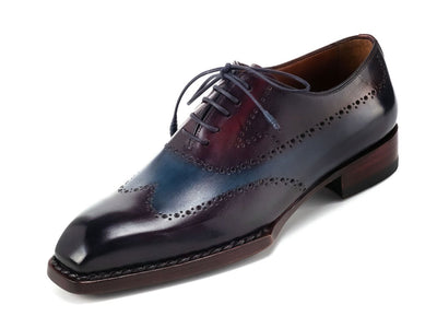 Paul Parkman Goodyear Welted Men's Wingtip Oxfords Bordeaux and Blue (ID81BRL94)