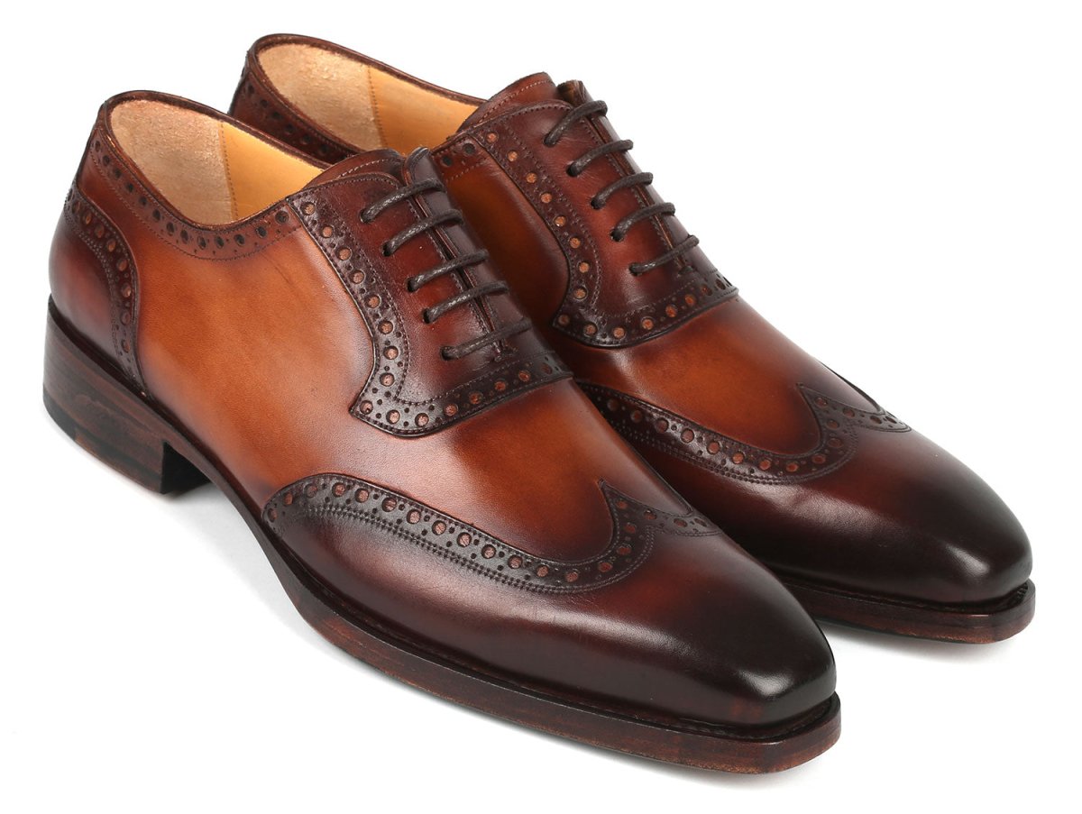 Paul Parkman Goodyear Welted Men's Wingtip Oxfords Brown (ID6819 BRW)