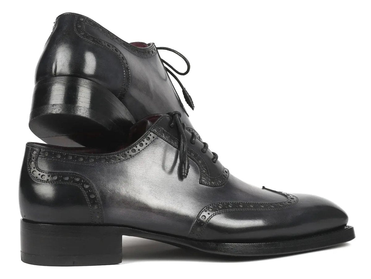 Paul Parkman Goodyear Welted Men's Wingtip Oxfords in Black and Gray