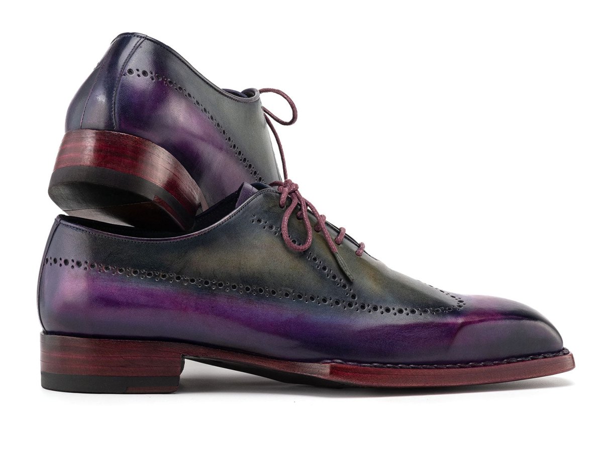 Paul Parkman Goodyear Welted Men's Wingtip Oxfords Purple and Grey (ID81PRY73)