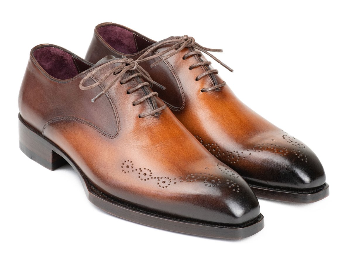 Paul Parkman Goodyear Welted nched Oxfords Brown and Camel (ID5364 BRC)